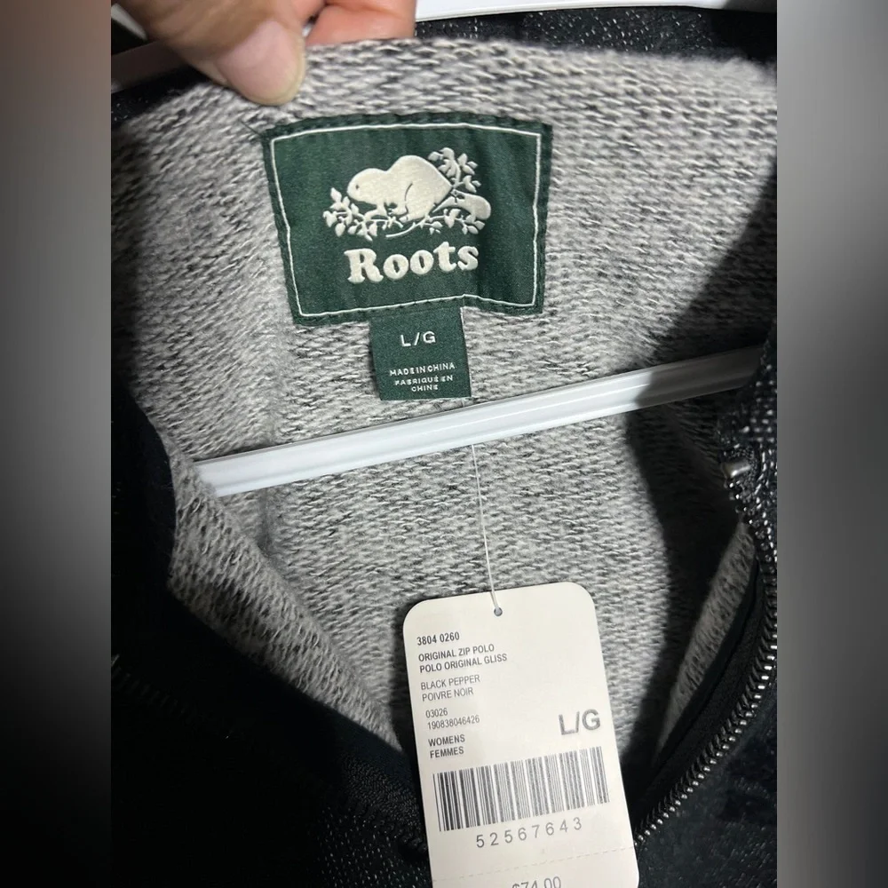Roots Women Charcoal 1/4 Zip-Up Sweater - Picture 4 of 5